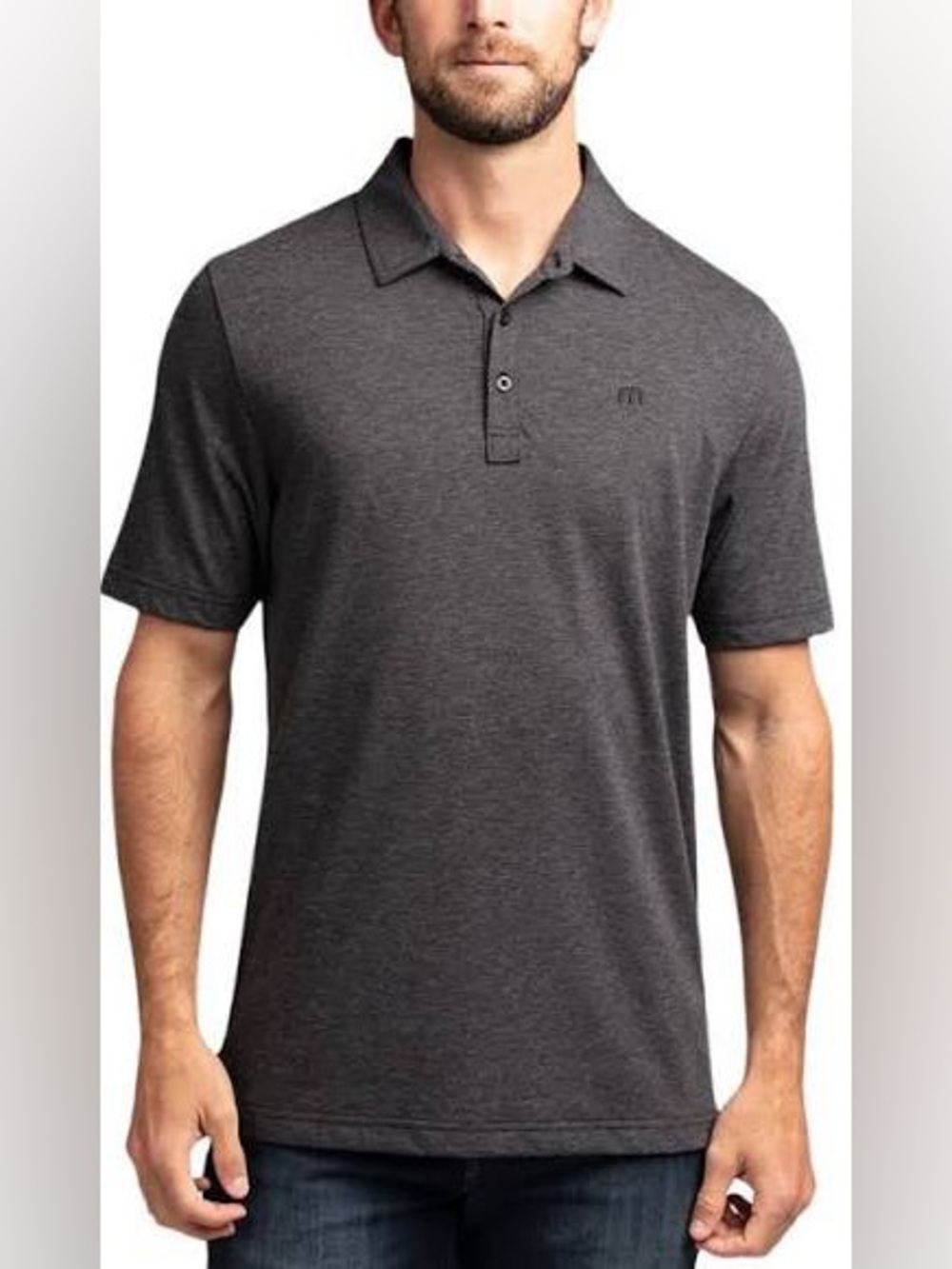 Travis Mathew Men's Gray Polo with Micro Dot Pattern